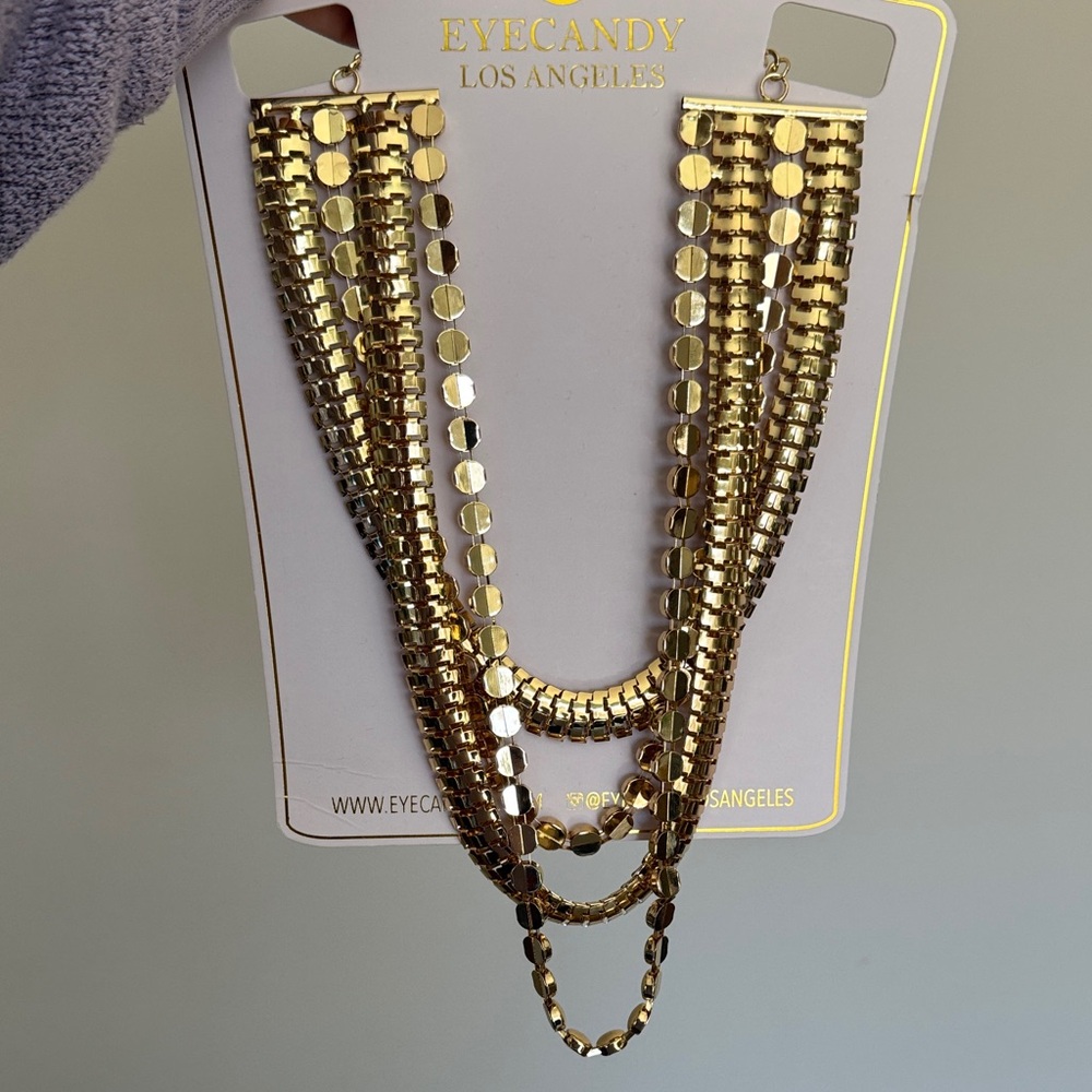 Eye Candy Gold Multi-Layer Necklace - Picture 4 of 4